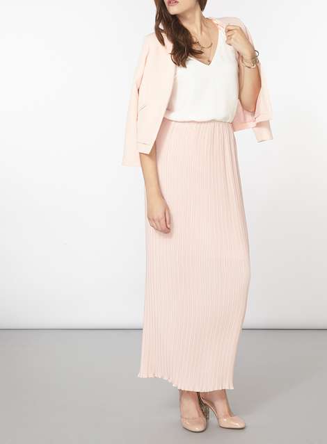 Pink Blush Pleat Maxi Skirt